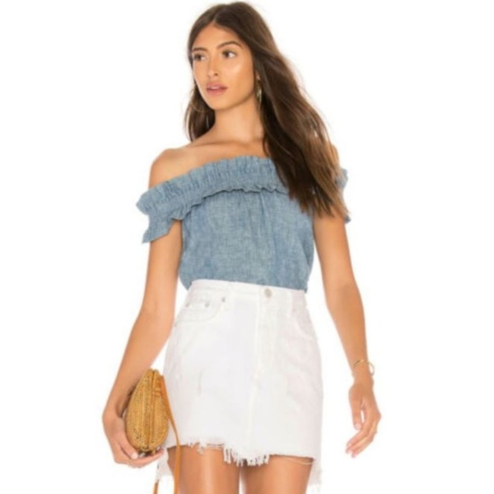 The Jetset Diaries Sloan Top Linen Blend in Denim - Picture 3 of 4